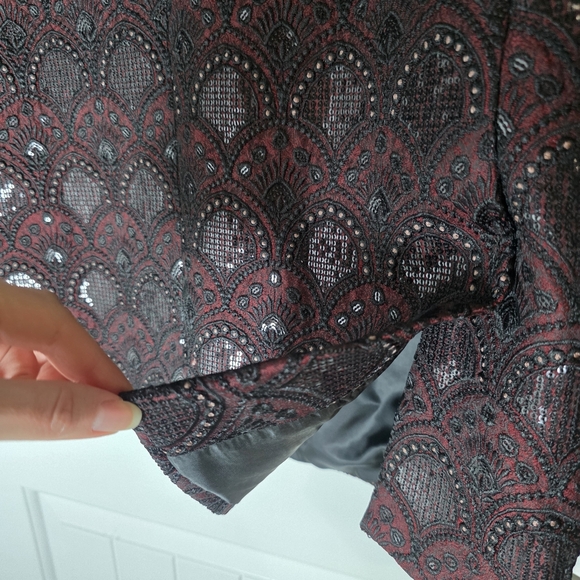 NEW Men's Maroon Embroidered Sequin Prince Jacket Blazer Suit Formal XL - Picture 6 of 7